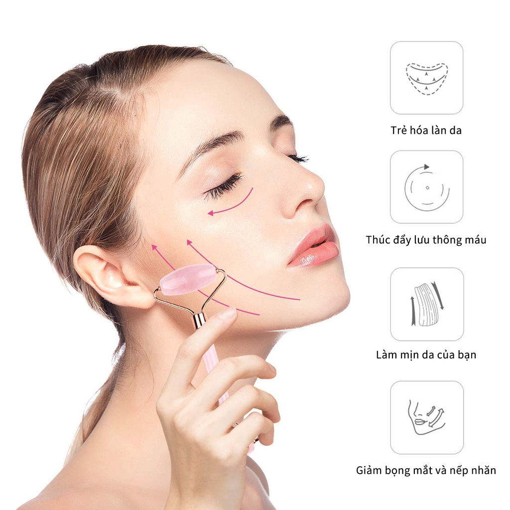 Bộ Sản Phẩm Salorie Gồm Cây Lăn Mát Xa Cơ Thể Và Miếng Cạo Gió Bằng Nhựa Resin Tự Nhiên PS-GS01