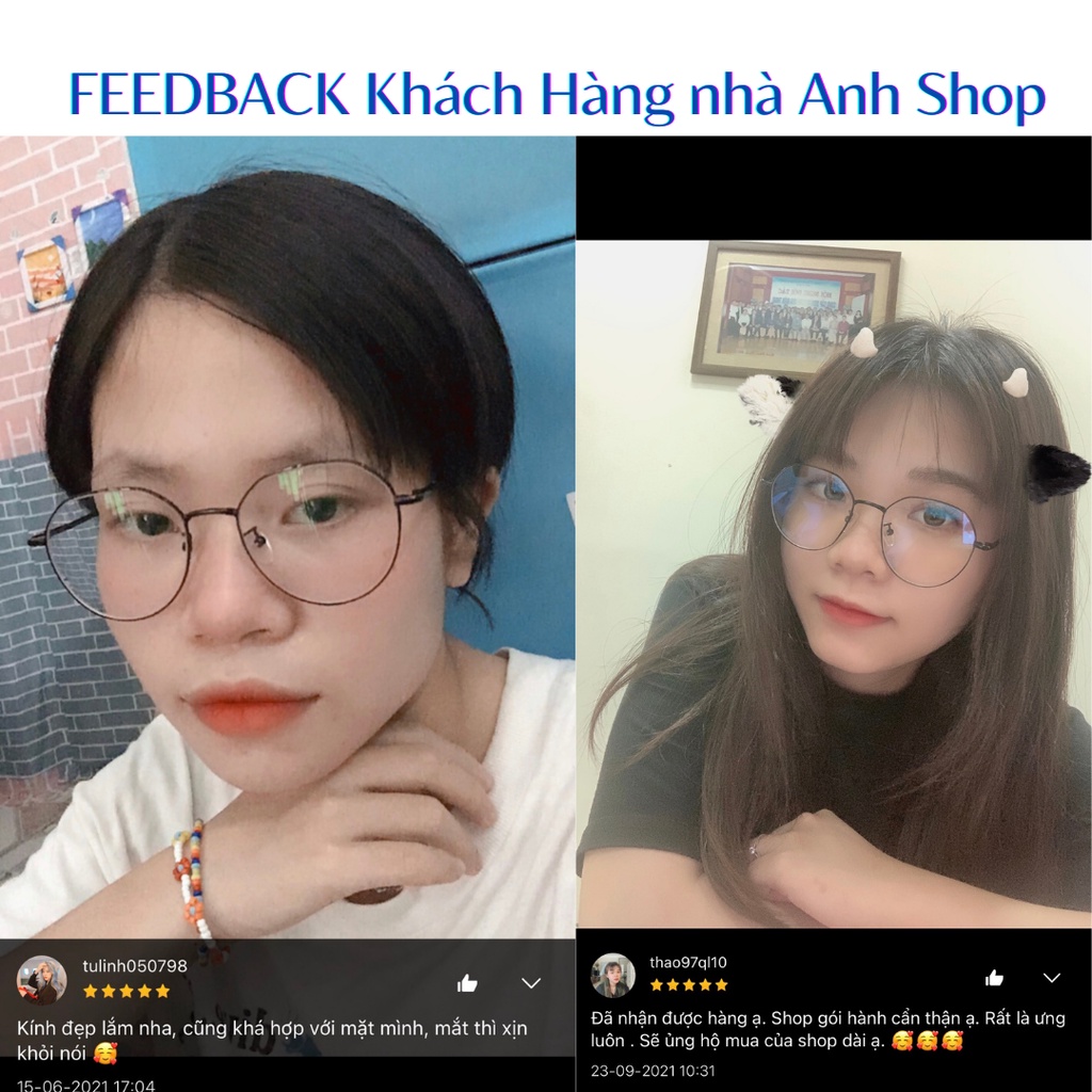 Gọng kính giả cận nam nữ hình tròn chất liệu kim loại hot trend 2984