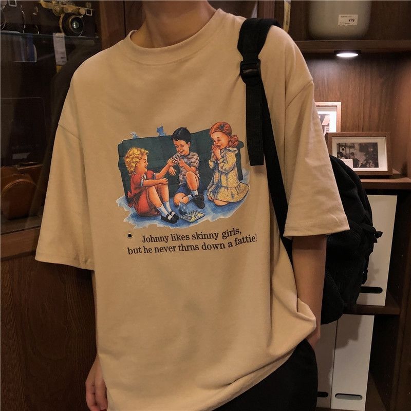 Áo thun tay ngắn cổ tròn dáng rộng in họa tiết phong cách mùa hè Hàn Quốc trẻ trung cho nữ