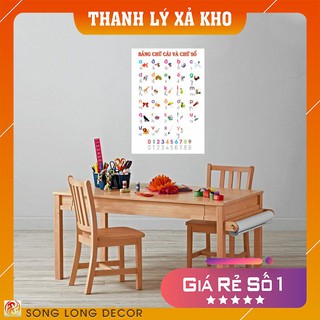 Tranh dán tường 3D bảng chữ cái Tiếng Việt và chữ số Tiếng Việt có hình minh hoạ dễ thương