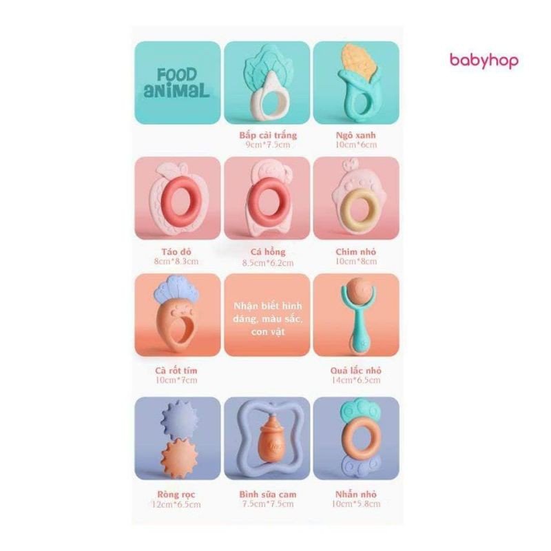 Hộp Xúc Xắc Gặm Nướu Đồ Chơi Lục Lạc Cho Bé Baby Rattle Nhựa ABS An Toàn 10 Món XX07