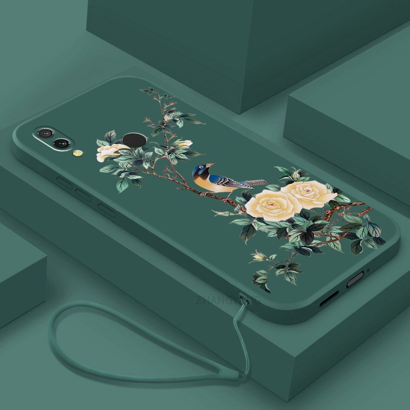 Ốp Điện Thoại TPU Mềm Họa Tiết Hoa Và Chim Có Dây Đeo Cho Redmi 7 Redmi note 7