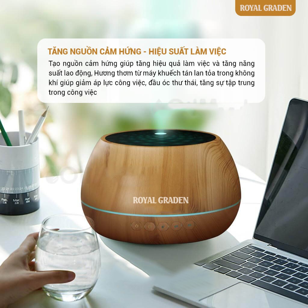 Máy khuếch tán tinh dầu MKT2021 phun sương 1000ml, Tích Hợp Loa Bluetooth, Có điều khiển