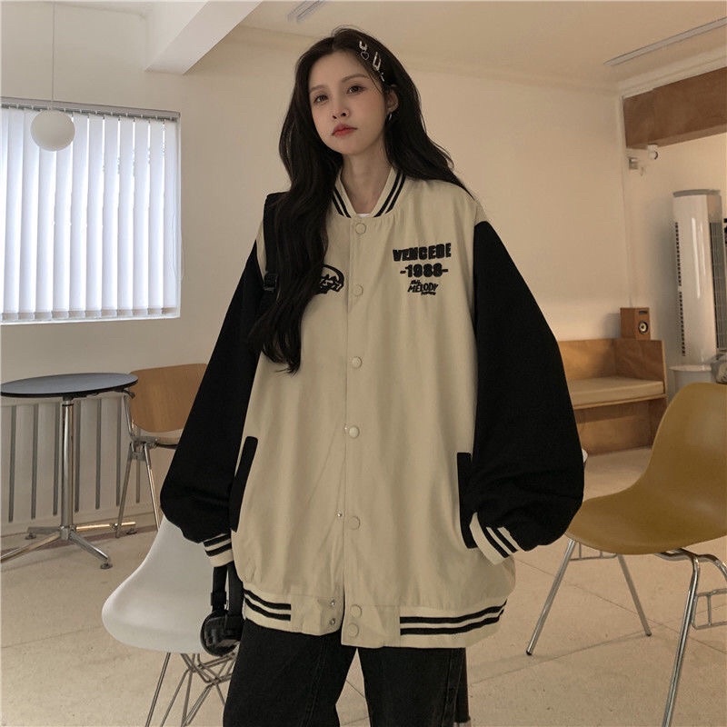 Áo Bomber phối tay Áo khoác thêu 2 lớp UNISEX Big Size nam nữ mặc được siêu hot