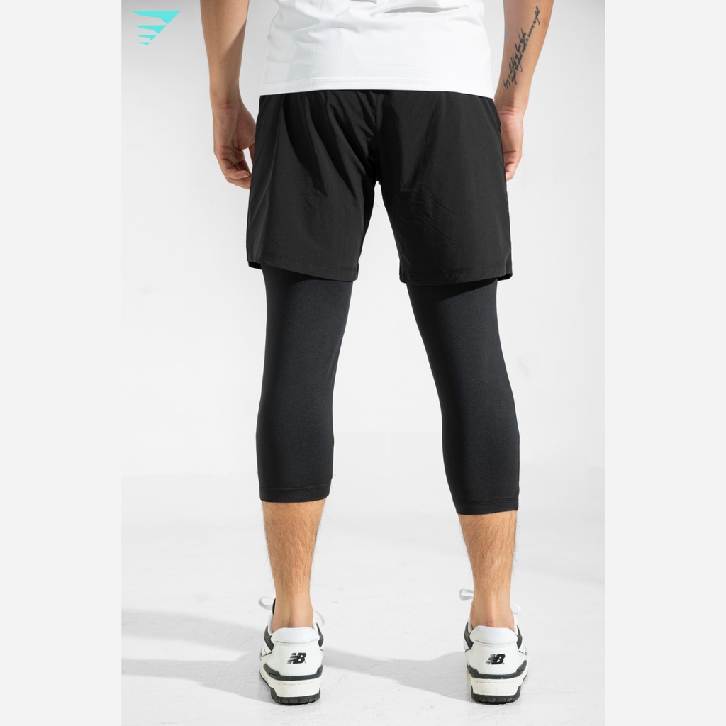 Quần lửng tập gym nam short 2 lớp Fitme lót legging 3/4 thể thao phong cách mạnh mẽ cá tính QL2L