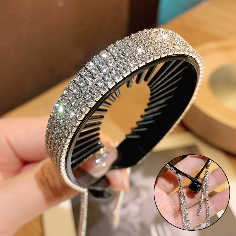 Kẹp tóc búi đính đá nhân tạo phong cách Hàn Quốc thời trang dành cho nữ