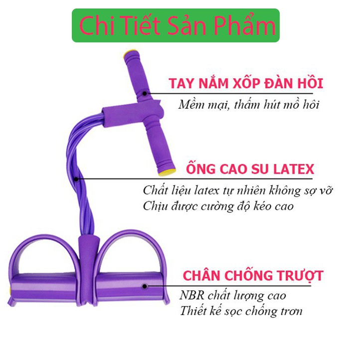 Dây kháng lực đàn hồi 4 ống cao su tập thể dục, Dây tập thể dục, tập gym