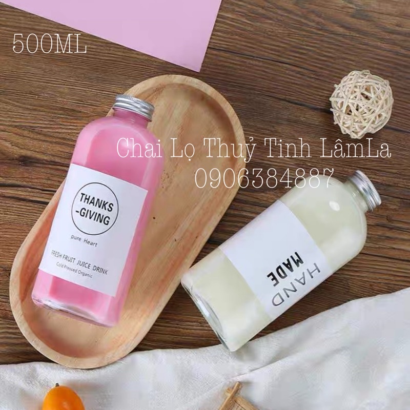 Chai Thuỷ Tinh Tròn Cao Miệng Nhỏ Nắp Nhôm 350ml 500ml