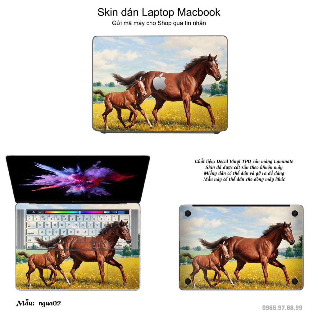Skin dán Macbook mẫu Con ngựa (đã cắt sẵn, inbox mã máy cho shop)