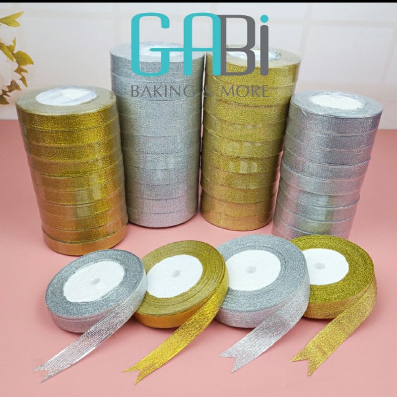 Ruy băng kim tuyến 2cm*22m màu vàng/bạc