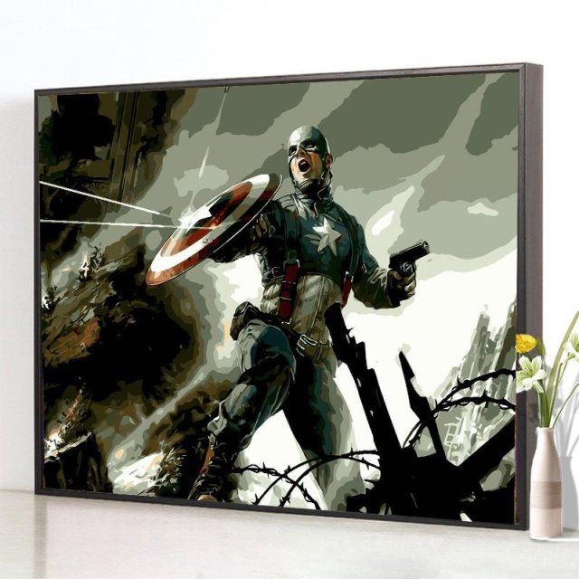 Bức tranh tô sơn dầu tự hoàn thiện hoạ tiết nhân vật siêu anh hùng Marvel đẹp mắt