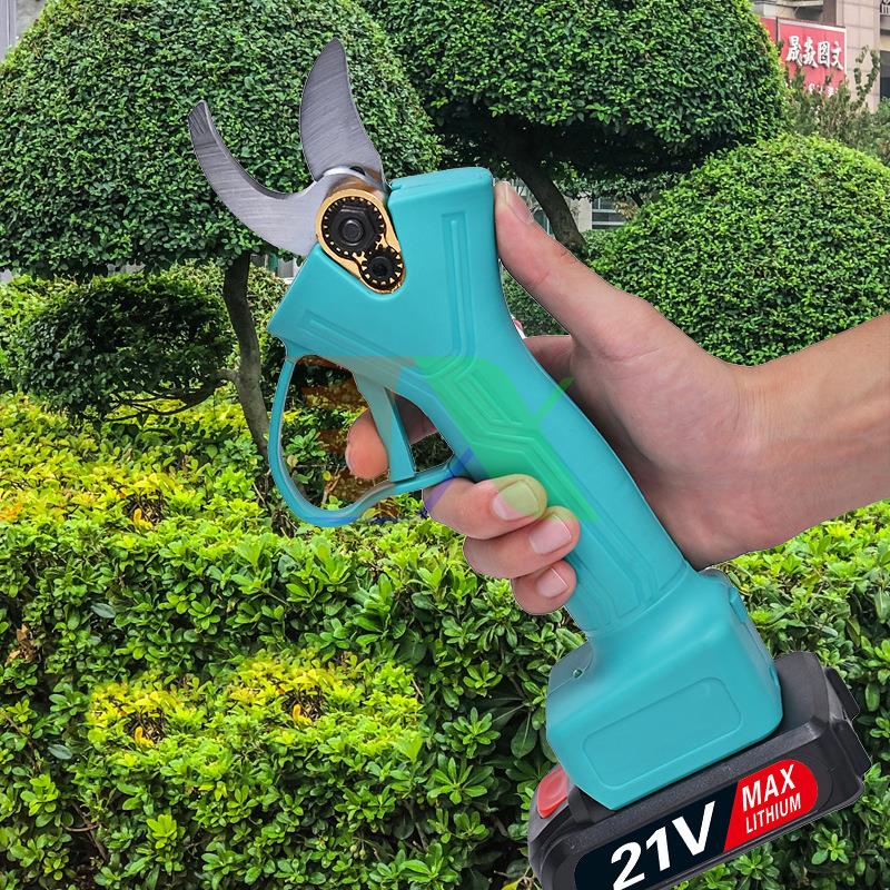 Kéo điện cắt tỉa cành cây JISHI-25 21V, Kìm điện tỉa cây, Kéo điện pin Lithium, Cỡ 25mm