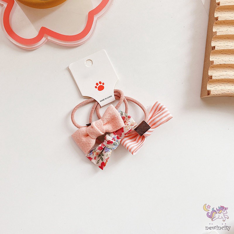 Băng Đô Nơ In Họa Tiết Hoa Nhiều Màu Sắc Phong Cách Hàn Quốc Cho Bé Gái