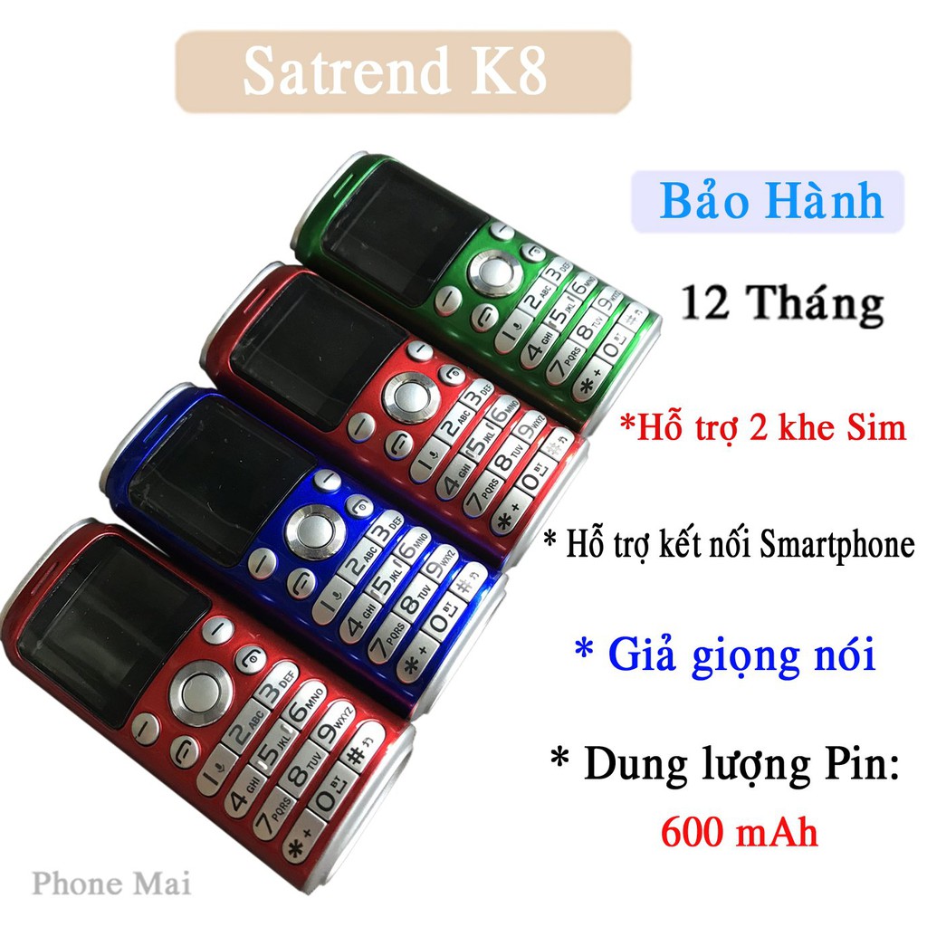 Điện thoại mini siêu nhỏ K8 2SIM Hỗ trợ kết nối Smartphone, giả giọng nói