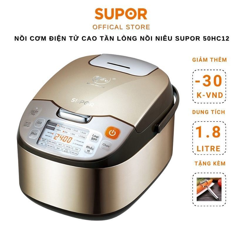 Nồi cơm điện tử Supor CFXB50FC33VN-75 lòng nồi Niêu 1.8L - tặng kèm vỉ hấp