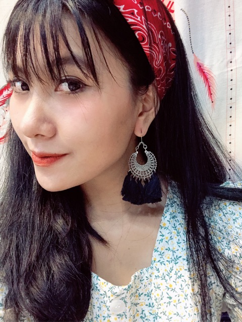 Bông tai tua rua Hoa tai boho vintage