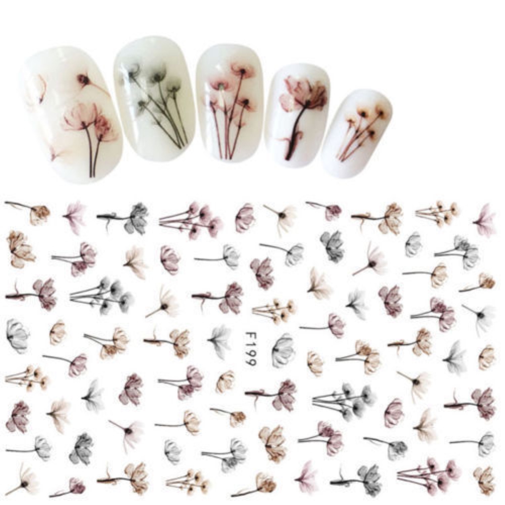 [Hàng mới về] Miếng dán trang trí móng tay họa tiết hoa 3d