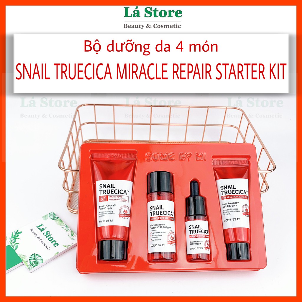 Bộ dưỡng da 4 món Some By Mii Snail Truecica Miracle Repair Starter Kit - Lá Store