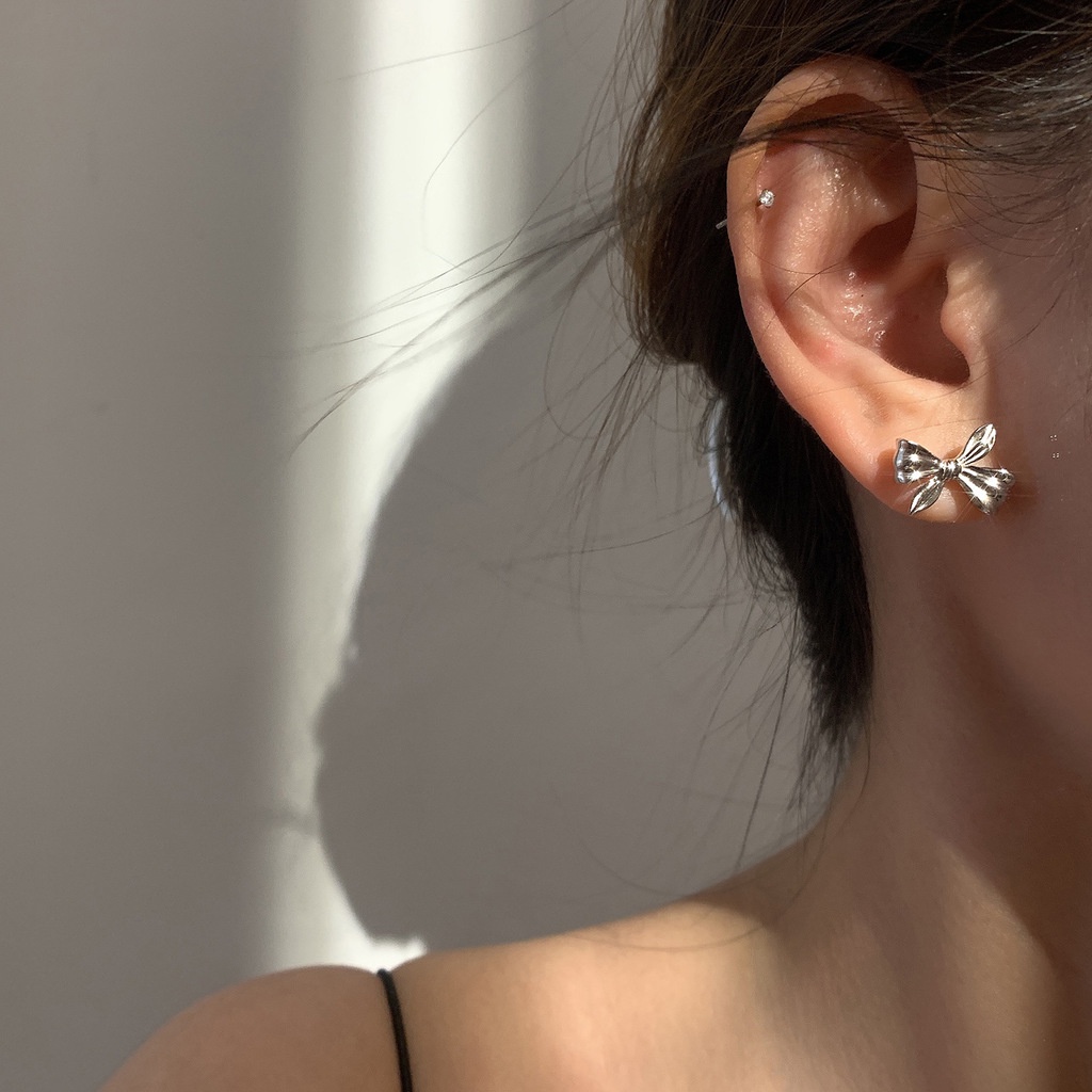 Đôi Khuyên Tai Thắt Nơ Phong Cách Hàn Quốc Sang Trọng Dành Cho Nữ