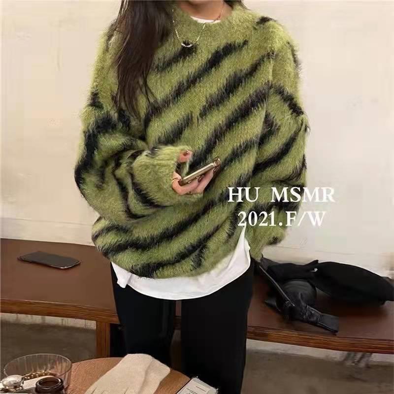 Áo sweater Dáng Rộng Họa Tiết Ngựa Vằn Thời Trang Thu Đông Phong Cách Mới Cho Nữ