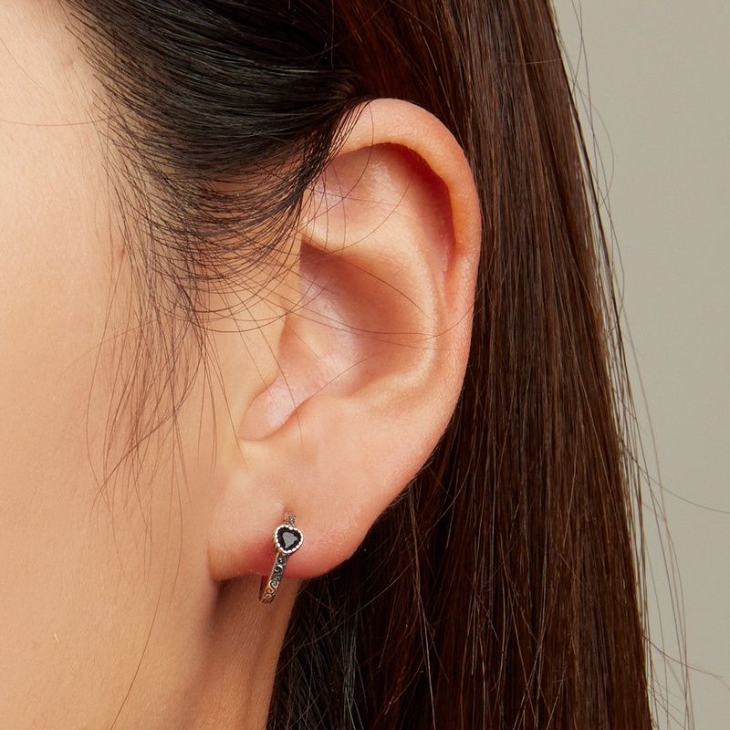 Bộ trang sức BAMOER bạc 925 đính đá zircon đen phong cách cổ điển thời trang dành cho nữ