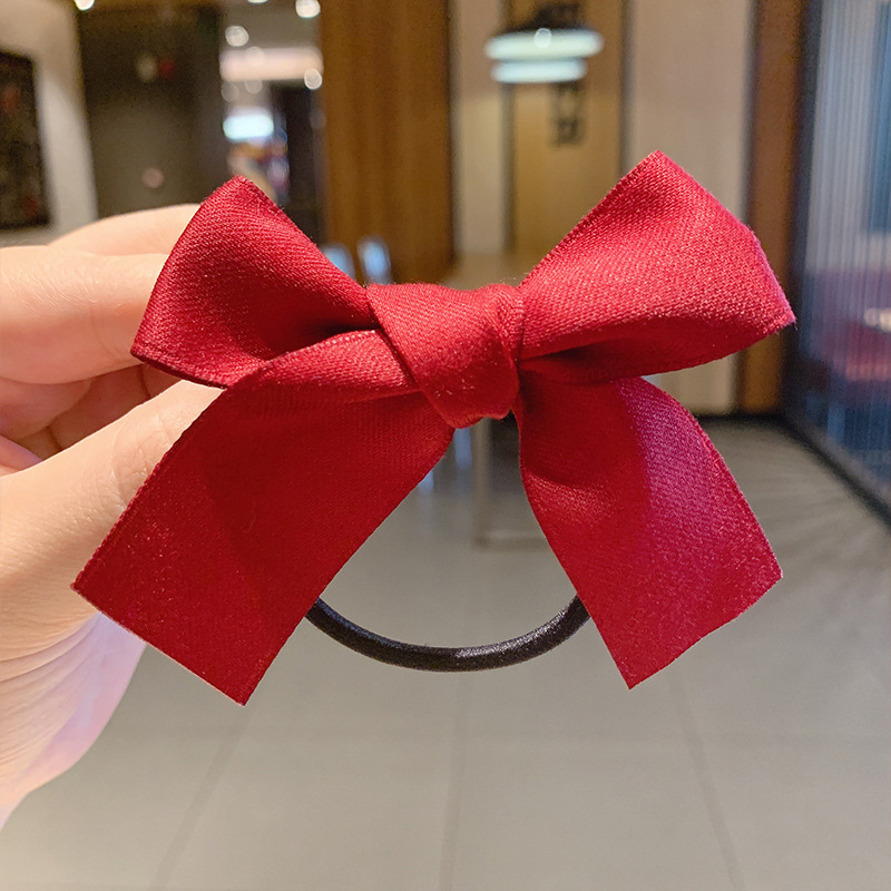 Kẹp Tóc / Dây Buộc Tóc Hình Nơ Vải Satin Phong Cách Hàn Quốc