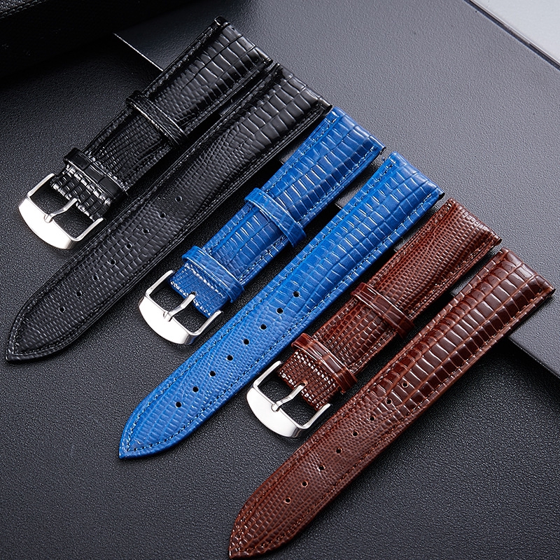 2019 New Lizard Pattern Genuine Leather Watch Band Bright Belt Watch Accessories 12mm 14mm 16mm 18mm 20mm 22mm 24mm