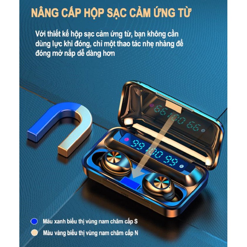 Tai Nghe Bluetooth AMOI F9-10 PRO TWS , Nút Cảm Ứng, Pin Trâu, Hiển thị % pin, Dung Lượng 3500Mah | WebRaoVat - webraovat.net.vn