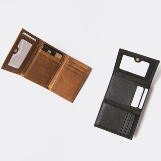 VÍ GẬP ĐỰNG THẺ NAM NỮ Bóp Nhỏ Gọn Cardholder TRI-FOL Da Trơn Nhập Khẩu Cao Cấp Thương Hiệu DOLANTO