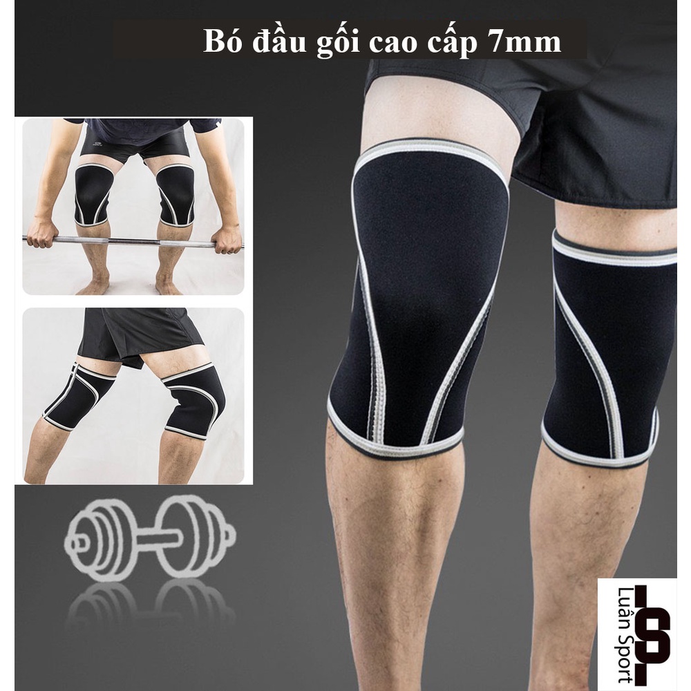 Bó gối tập Gym 7mm - Băng gối thể thao tiêu chuẩn thi đấu - Bảo vệ toàn diện đầu gối chống chấn thương