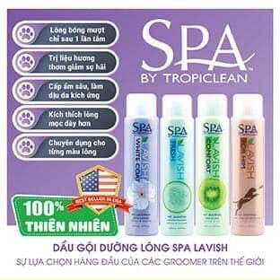 Dầu gội dưỡng lông Lavish Spa Tropiclean cho chó mèo 473ml làm mượt lông và phục hồi lông hư tổn