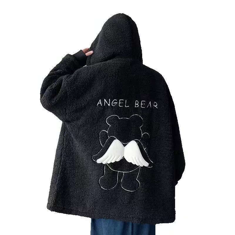 Áo khoác lót cotton phối nhung lông cừu giữ ấm thời trang mùa đông cho cặp đôi