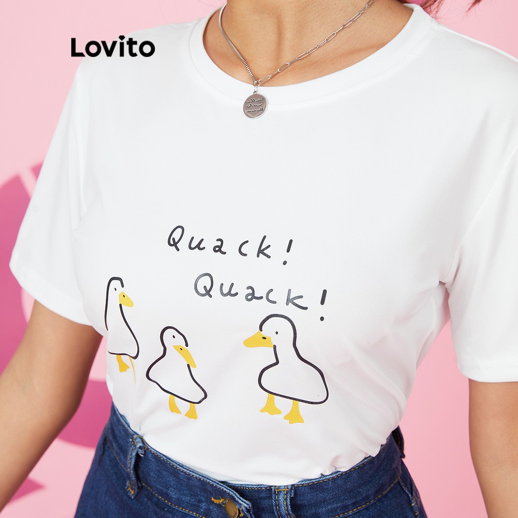 Áo thun Lovito cơ bản in chữ phong cách thường ngày L16X009 (nhiều màu sắc)