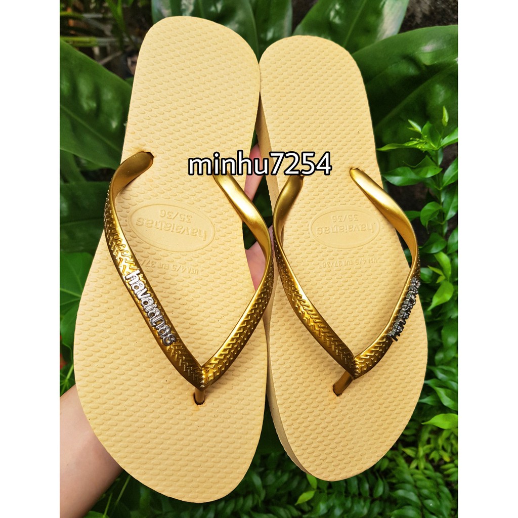 [CÓ SẴN_HÀNG THÁI_ KO CHARM] DÉP HAVAIANAS NỮ CHỮ KIM LOẠI