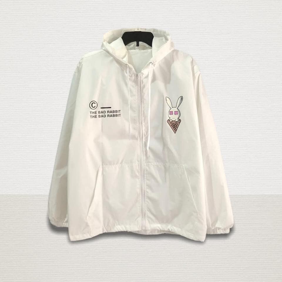 ÁO KHOÁC DÙ CỔ BẺ THỎ KEM FORM RỘNG PHONG CÁCH