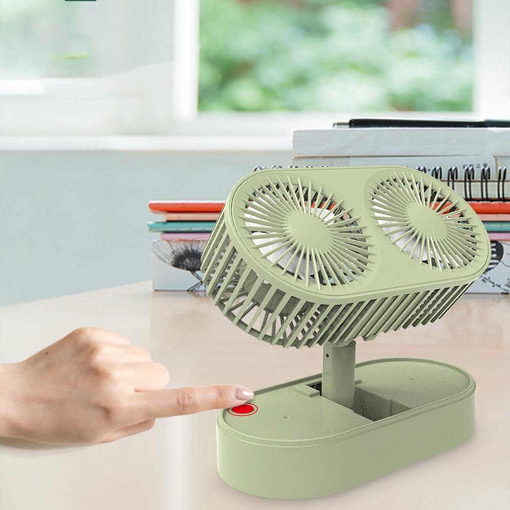 Quạt Làm Mát Mini Hai Đầu Xoay 3 Tốc Độ Sạc USB Yên Tĩnh
