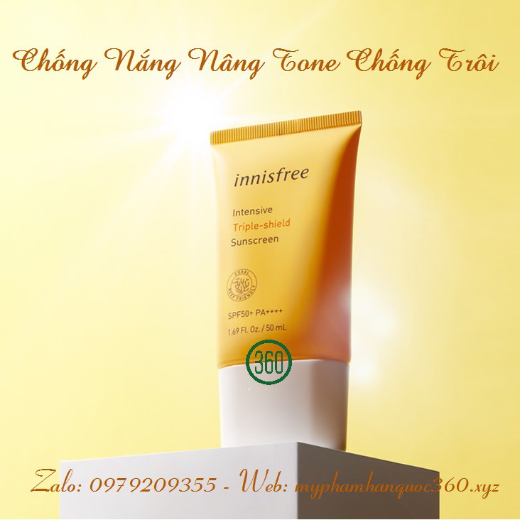 [HSD: 2024] Kem Chống Nắng Nâng Tone Chống Trôi Innisfree Intensive Triple Shield Sunscreen SPF50+ PA++++ 50ml