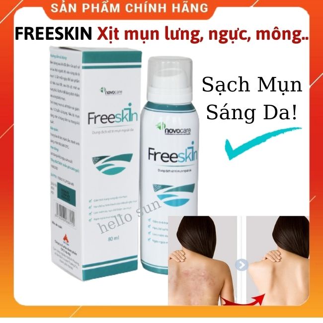 [CHÍNH HÃNG- BÁN CHẠY] Xịt Mụn Lưng, Ngực, Mông FreeSkin Chai 80ml, Giảm Mụn, Mờ Thâm, Sáng Da, Hàng Chính Hãng