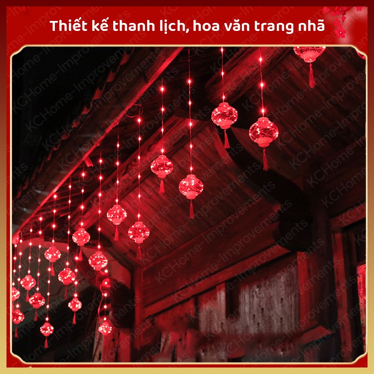 Bộ Đèn Lồng Đỏ Trang Trí Lễ Tết Đa Năng 3M, 200 bóng, 8 chế độ đèn, KC Home