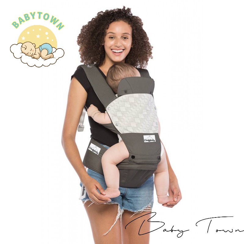 Địu ngồi trẻ em cao cấp siêu mềm - siêu thoáng 4 tư thế Comfybaby CF119HC003 cho bé từ sơ sinh tới 36 tháng có mũ đỡ đầu