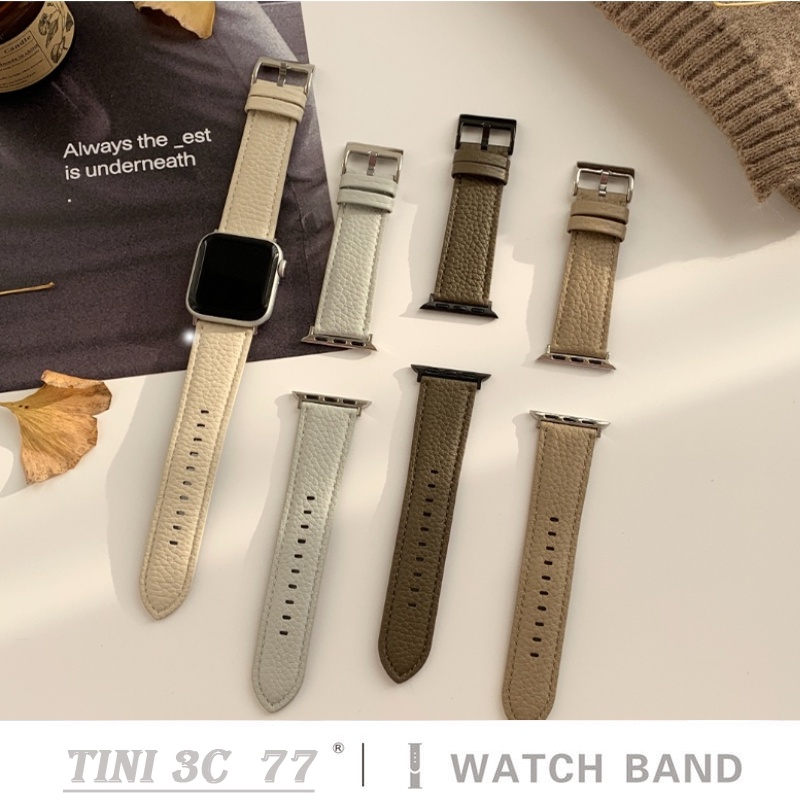 Dây Đeo Bằng Da Có Khóa Kim Loại Cho Đồng Hồ Apple Watch Series 8 7 6 5 4 3 2 1 SE S8 Ultra iwatch7 45mm 38/41/40/42 44mm