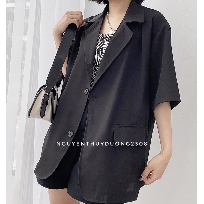 [Ảnh thật/Video/Sẵn]Áo blazer ngắn tay thời trang Hàn quốc/Áo blazer ngắn tay túi nắp Ulzzang | BigBuy360 - bigbuy360.vn