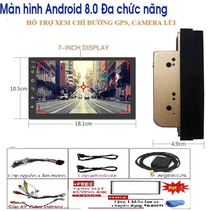 Màn hình cảm ứng 7 inch-Màn hình android Wifi,GPS  đa chức năng, sử dụng Tiếng Việt TẶNG MẶT DƯỠNG