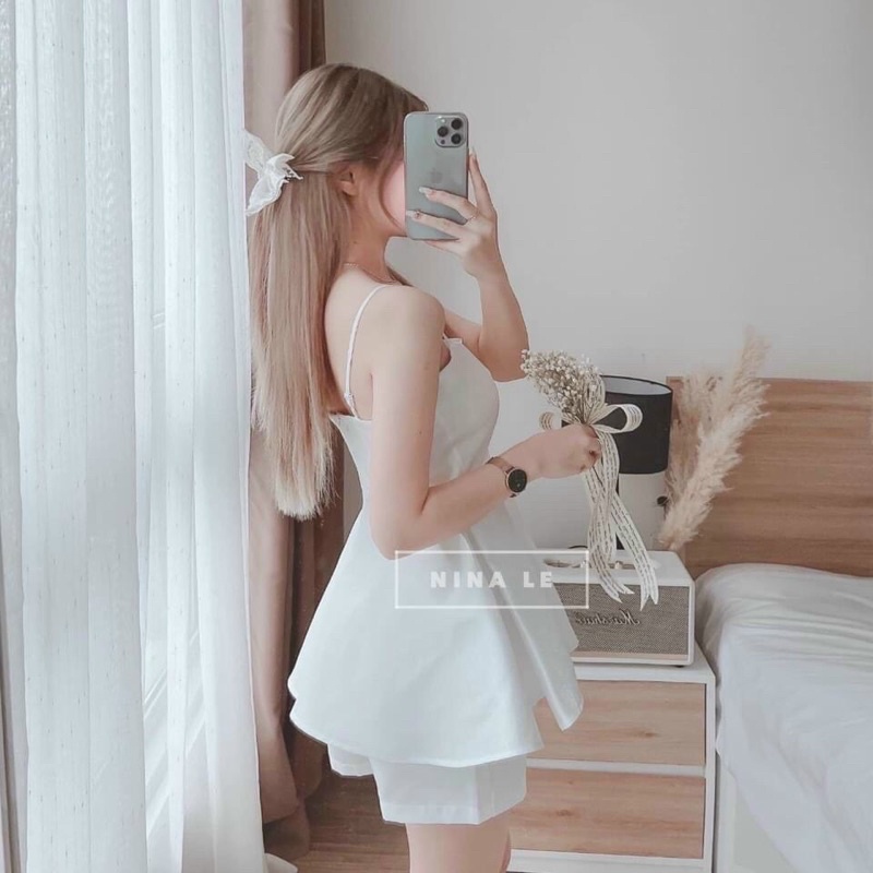 Sét tiểu thư áo hai dây, sét bộ umi có mút, sét nữ đơn giản mặc ở nhà mặc hè mát mẻ