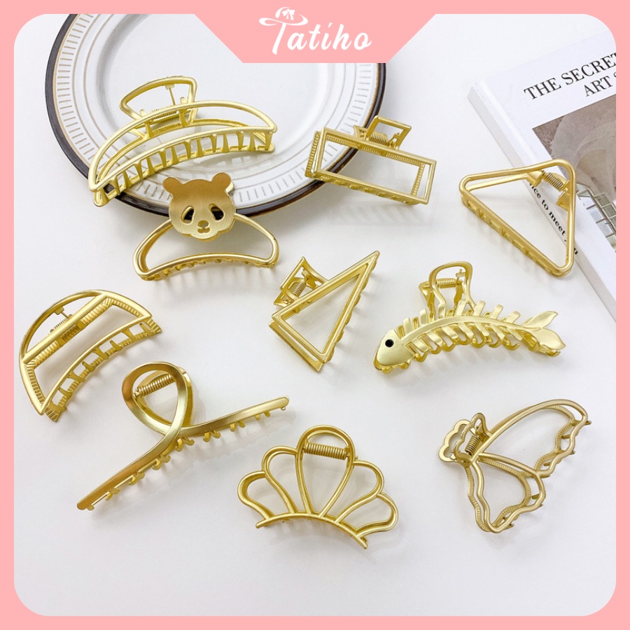 Kẹp Tóc Càng Cua, Kẹp Nhiều Hình Dáng Hợp Kim Phong Cách Basic Dễ Thương Thời Trang Hàn Quốc - Tatiho - Mã KT014
