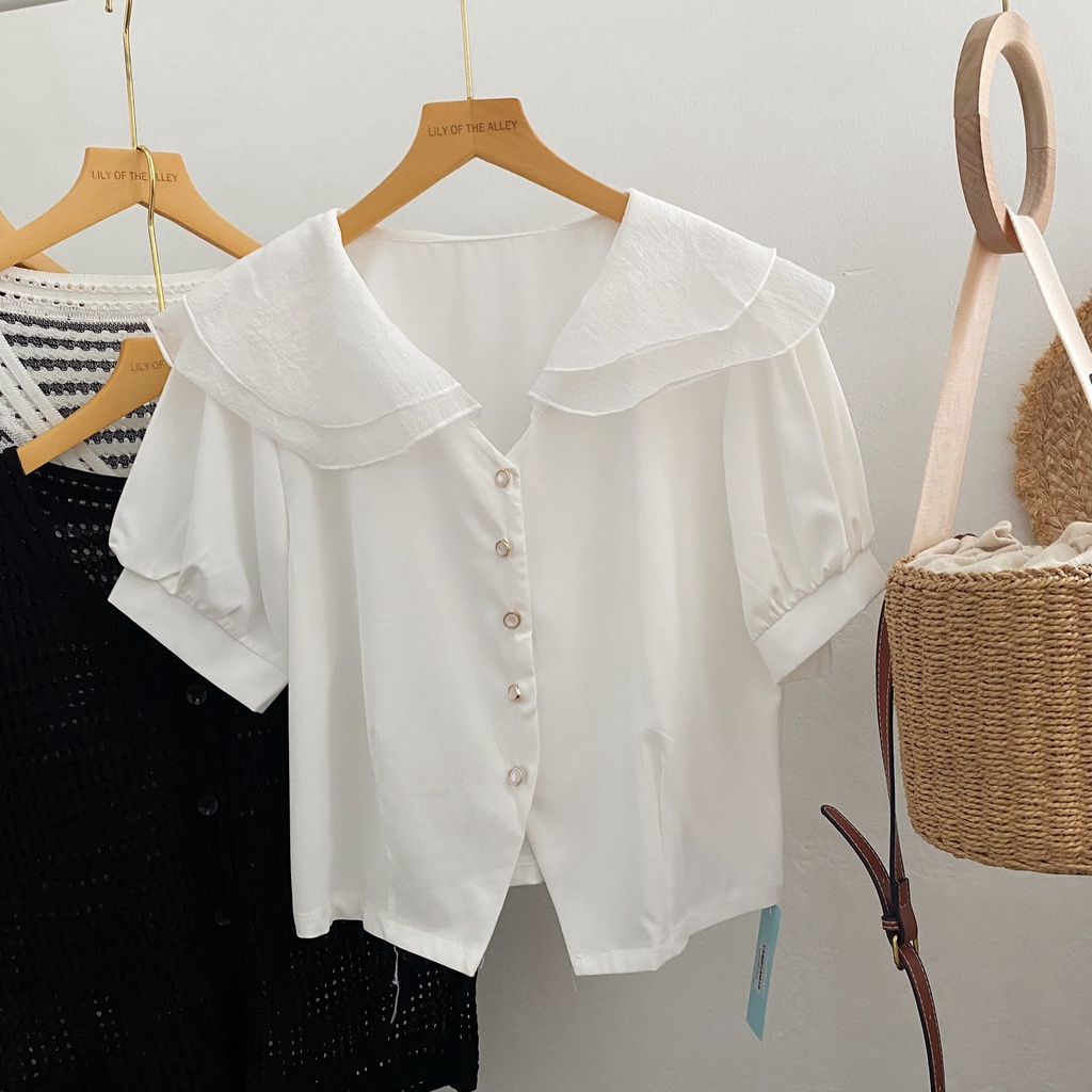Áo sơ mi cổ kép phong cách Ulzzang Hàn Quốc
