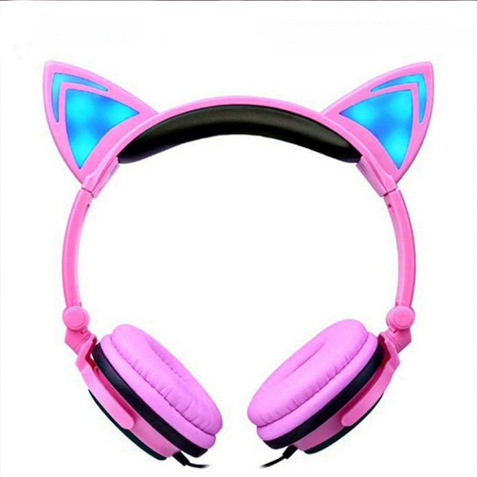 KL19 Headphone Tai Mèo Có Đèn Nháy Led Siêu Cute Đáng Yêu