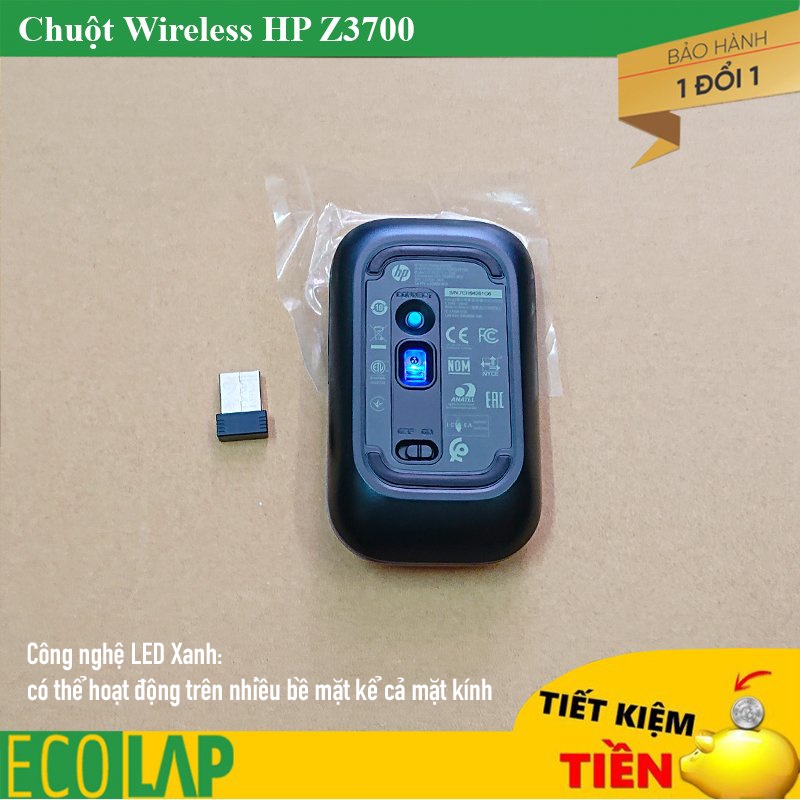 Chuột không dây HP LED Xanh chạy trên mặt kính + tặng kèm pin xịn