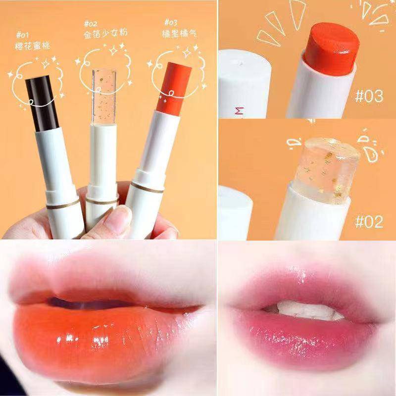 Son dưỡng môi chiết xuất cam dưỡng ẩm chống nước lâu trôi thay đổi màu sắc độc đáo