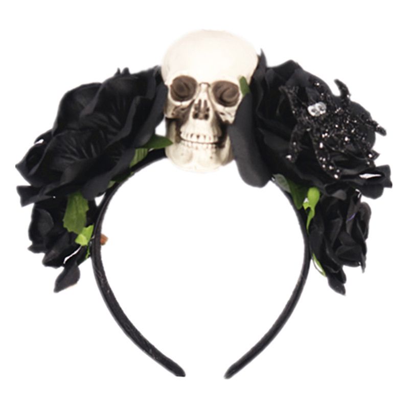 Băng Đô Hóa Trang Halloween Hình Đầu Lâu Hoa Hồng